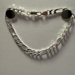 Sterling Silver 925 Italy Figaro Bracelet 8"